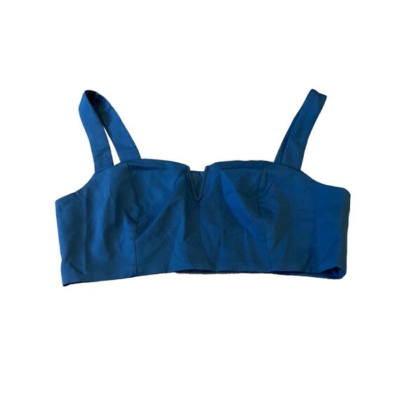 Cider Solid V-Wire Crop Tank Top Blue Medium - Picture 3 of 7